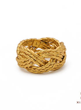 夏苒XIARAN「麦穗」设计时尚复古编制中古小众风格麦穗编织戒指