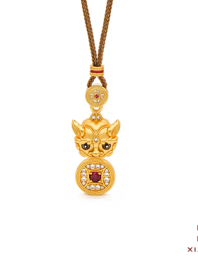 招财瑞狮新中式国风吊坠项链