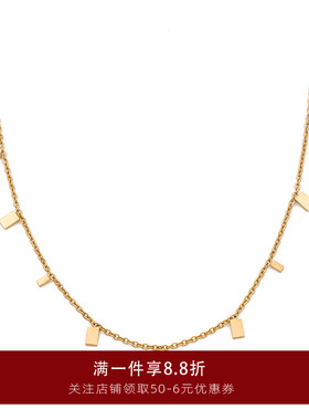 小方牌金色毛衣项链锁骨链