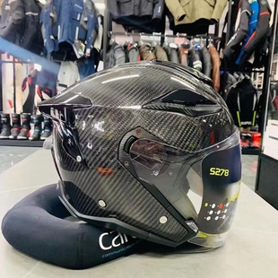 GSB碳纤维头盔双镜片碳纤维半覆式 四分之三机车摩旅通勤半盔S278