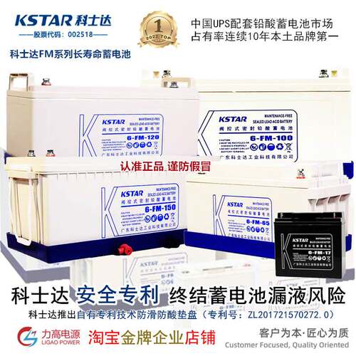 科士达蓄电池6-FM-100/12V100AH监控17a65a38ah安UPS后备应急电瓶