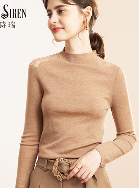 MintSiren半高领蕾丝镂空薄款修身毛衣纯羊毛打底衫长袖2026新款