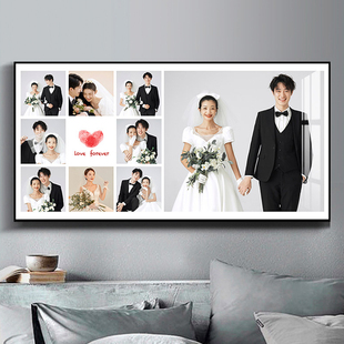 婚纱照放大挂墙客厅卧室床头48寸相片结婚照水晶相框组合加洗照片