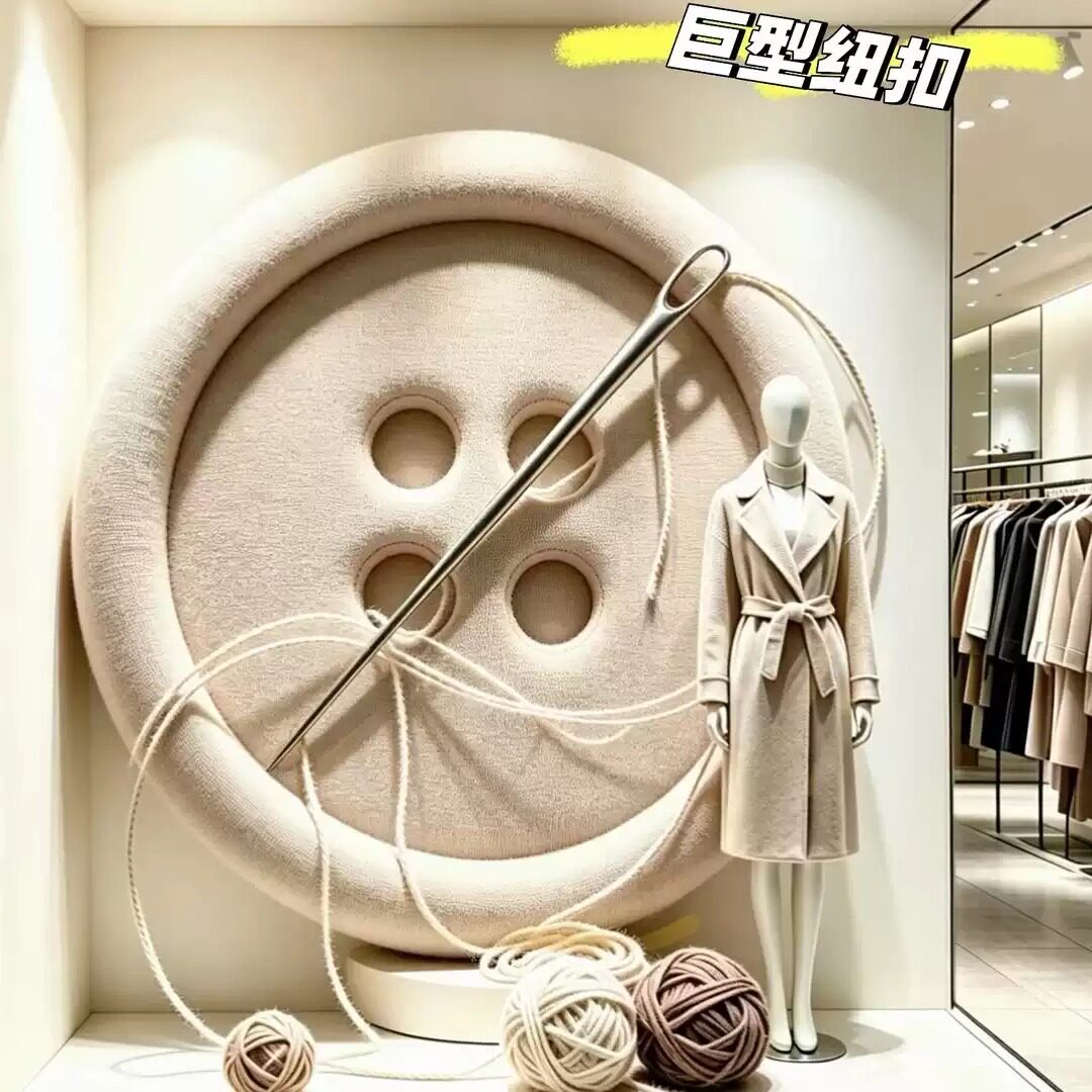 秋季服装店铺创意橱窗美陈大纽扣图片
