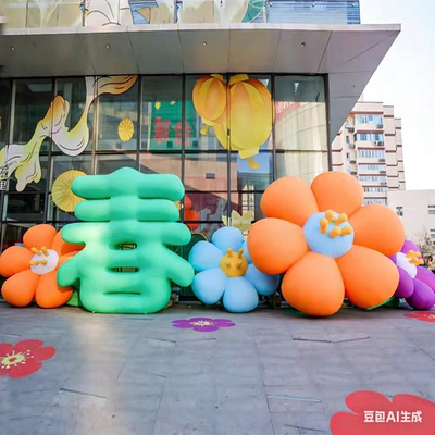 商场主题活动充气发光春字花朵