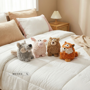 陪伴搭子豆袋狐狸小羊公仔玩偶大灰狼毛绒玩具棕熊桌伴布娃娃女孩