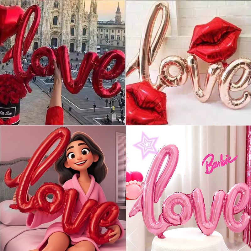 连体大号LOVE铝膜气球婚房布置求婚表白生日派对后备箱温馨装饰
