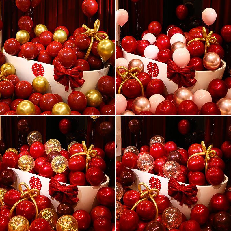 婚庆马卡龙气球石榴红色结