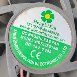 HengLiXin HD7025S14M DC 14V 0.28A 70x70x25MM 散热风扇