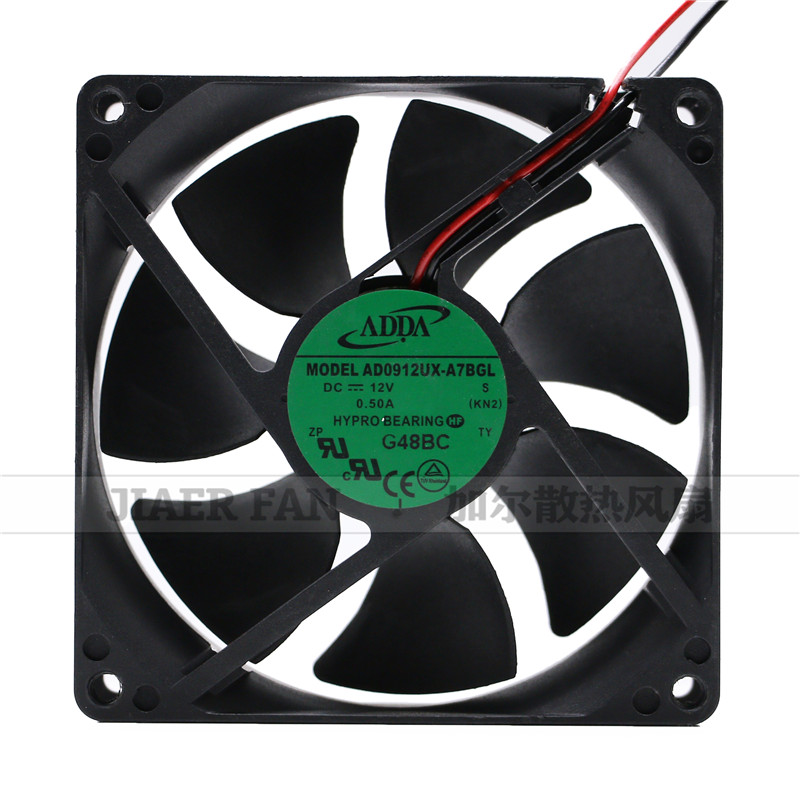 台湾ADDA AD0912UX-A7BGL 9225 0.5A 大风量 CPU 4线机箱散热风扇