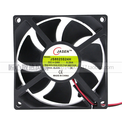 全新 JASEN JS8025S24H DC 24V 0.20A 80x80x25mm散热风扇