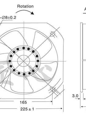 HA22580HB2L 22580 220V 225X225X80MM 全金属 耐高温 轴流风机