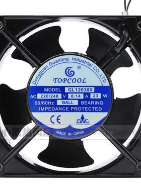 GL12038X 原装TOPCOOL AC220/240V 0.14A 23W 12CM 12038风机