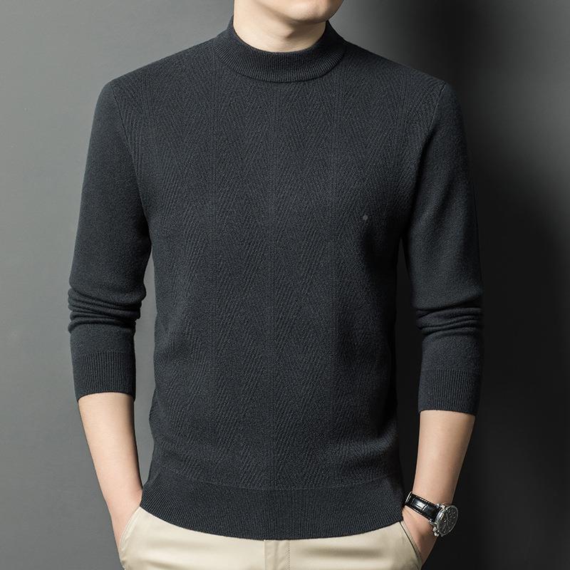 冬季男衣士羊衫加厚中24087-YA年男装休闲绒圆领暖毛针织羊毛衫保