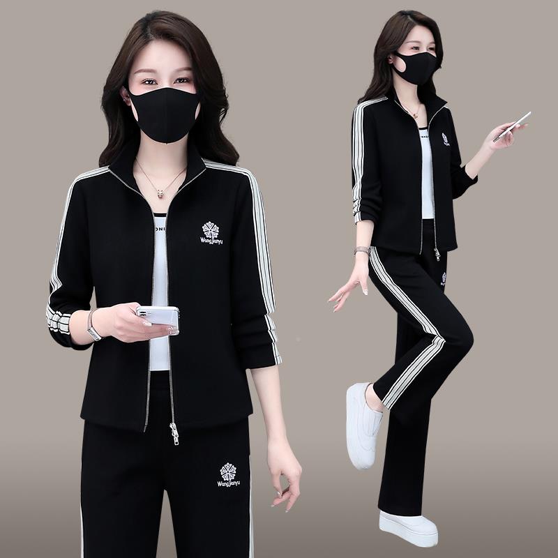 色年妈妈春秋洋气运动服套装立领轻长袖58-87872两件拼套