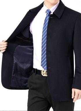 冬绒装新款男加士羊大衣翻领爸爸装保暖棉中年羊毛呢子外21802-OP