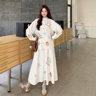 新绣上衣半裙 春秋减龄提B157FN22升品质彩色刺装 套女装 两件套年款