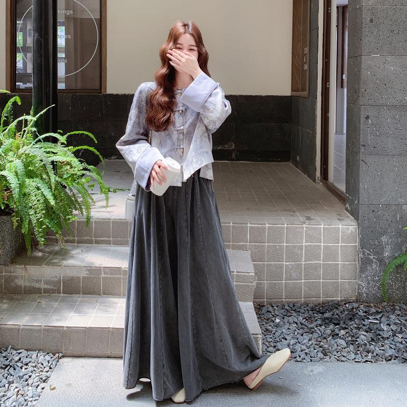 套装女装B293FN26春秋年新提装升品花质新中款式风提上衣+阔腿裤