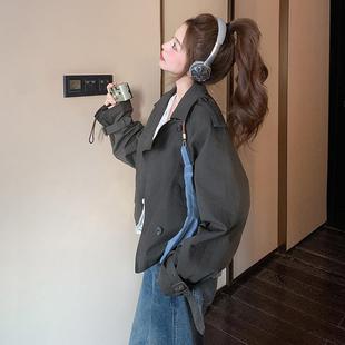 墨秋绿色B157FN90风衣 龄肤百搭舒适又亲提升品质短款 年春装 减新款