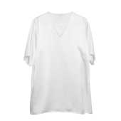 重磅真丝短袖 衬衫 桑蚕丝素绉缎珍珠白V领T恤