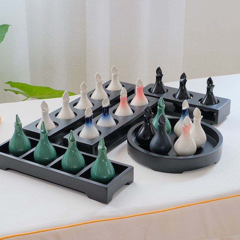 闻香水瓶精油壶精油碗美容院用树叶精油瓶木托盘spa推拿按摩工具