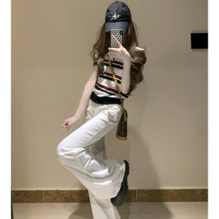 低腰显瘦小个子直筒裤 白色不贴腿微喇牛仔裤 2026新款 薄款 子 女夏季