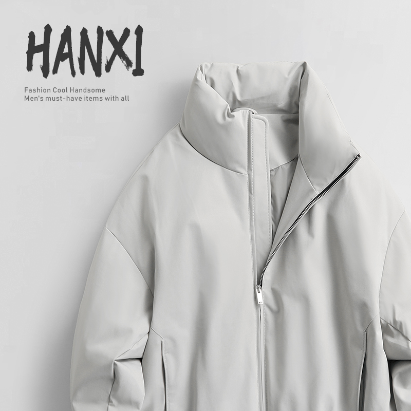 高充绒量90白鹅绒男士立领加厚羽绒服冬季高级感通勤防寒保暖外套