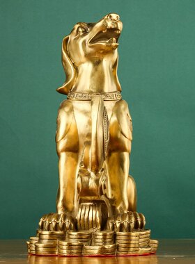 铜金钱狗元宝狗摆件坐地生财狗元宝狗生肖铜器摆件