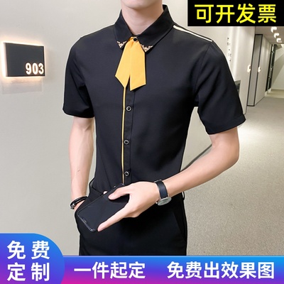 酒店KTV夜场少爷服务生夏装 酒吧短袖衬衫夜总会男服务员工作制服