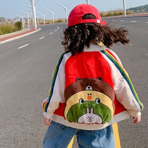 女童外套秋装2026新款儿童洋气上衣重工刺绣夹中小童卡通棒球服潮