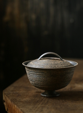 luyang卢阳纯手工盖碗泡茶碗单个陶泥功夫茶具复古小茶碗80ml