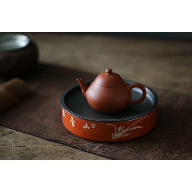陶瓷矾红锡盖建水养壶纯手工底座