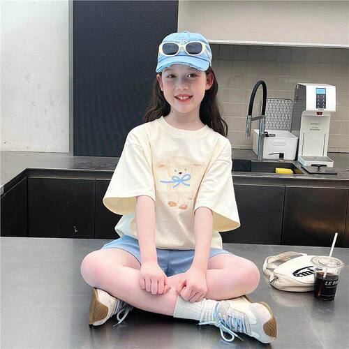 2026夏季女童宽松韩版印花夏季童装短袖t可爱圆领上衣卡通