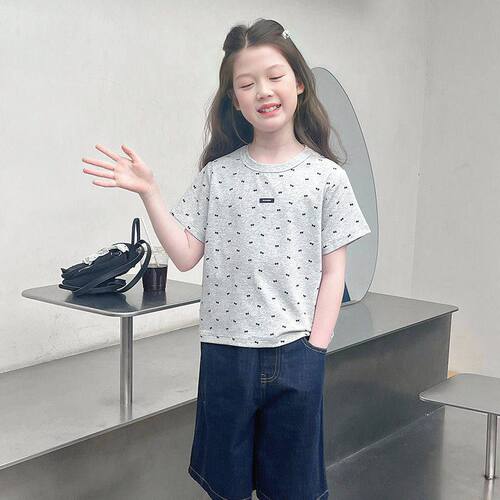 2026女童女孩宽松新款印大童儿童短袖满T波点体恤童装夏季202