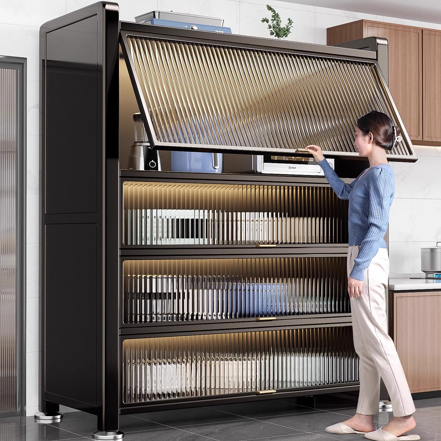 厨房置物架落地多层微波炉防尘收纳柜多功能储物柜带轮餐边柜橱柜,厨房/烹饪用具,厨房置物架/置物柜/角架,淘宝优惠券,粉丝福利购,淘宝优惠卷