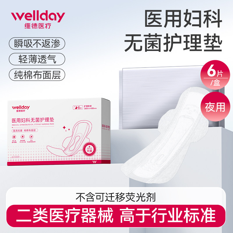 维德医疗医用妇科无菌护垫产妇械字号术后姨妈期巾卫生巾纯棉夜用,医疗器械,医用妇科护垫,淘宝优惠券,粉丝福利购,淘宝优惠卷