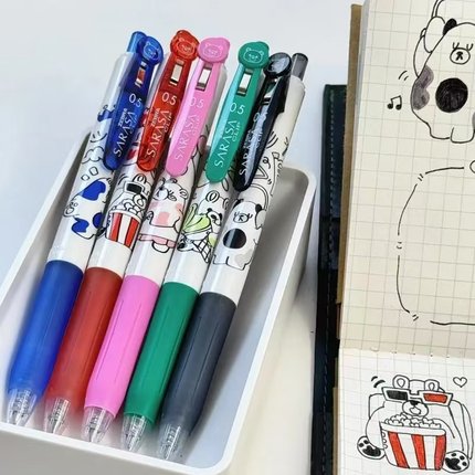 新款现货 日本斑马ZEBRA单身熊联名限定按动中性笔JJ15彩色顺利圆珠笔学生考试刷题用黑红色水笔签字笔0.5mm