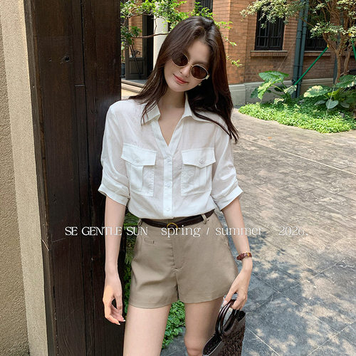 通勤天丝苎麻微宽松衬衫女夏季