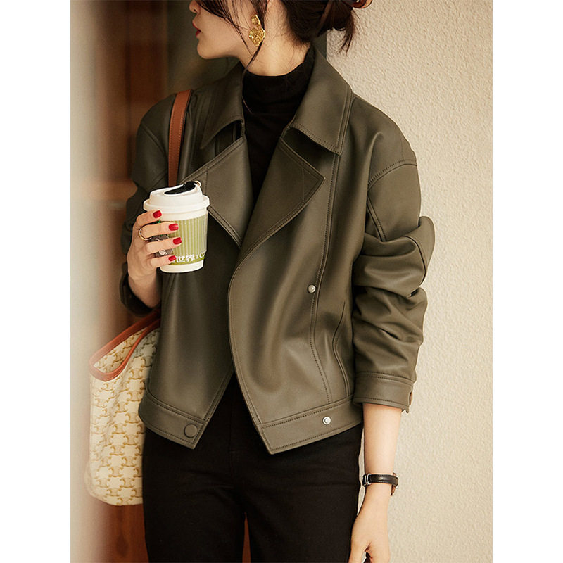 皮衣外套女真皮酷飒风短款新款绵羊皮小羊皮机车皮夹克2026高品质