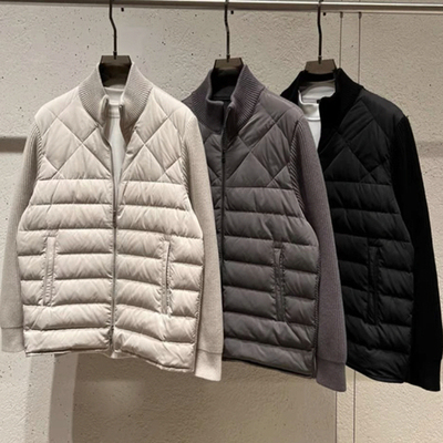 秋冬季立领针织拼接羽绒服男女