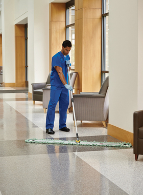 乐柏美 粘扣式瓷砖平板拖布家用一拖净懒人墩布绿色微纤除尘拖把