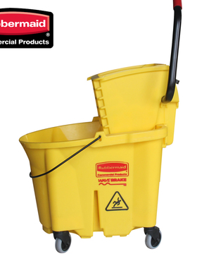 乐柏美FG758088黄色防溢侧压式拖把压水桶榨水车肯德基麦当劳33L