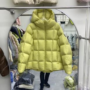 2024冬季新款韩版羽绒服女连帽云朵泡芙方块格子白鸭绒宽松短款