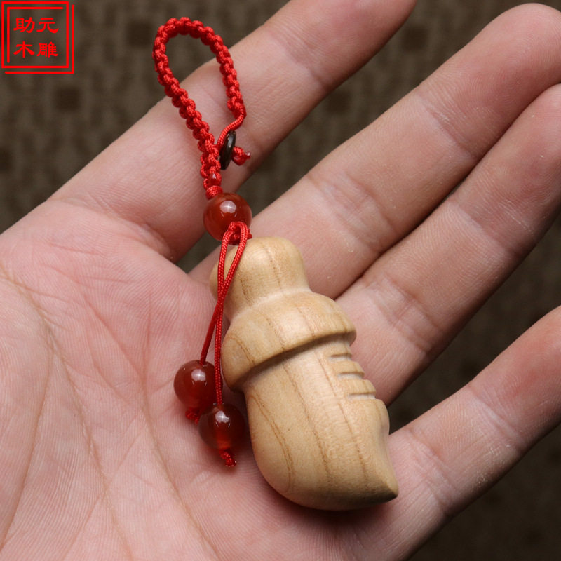 【一件代发】网红桃木小胖刀小李小肥刀挂件手雕尚方小孩饱剑卡通