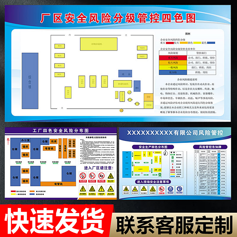厂区安全风险分级管控四色图标识牌可定制风险点管控告知牌公司四色分布图