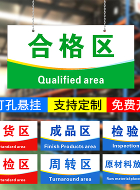 工厂车间仓库分区标识牌挂牌亚克力门牌定制地面5S6S区域划分地贴安全指示警示警告标志牌货架成品合格区定做