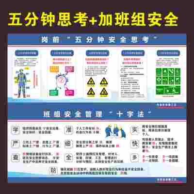 安全生产岗前五分钟思考法宣传海报宣传栏标示坪山应急管理五个一