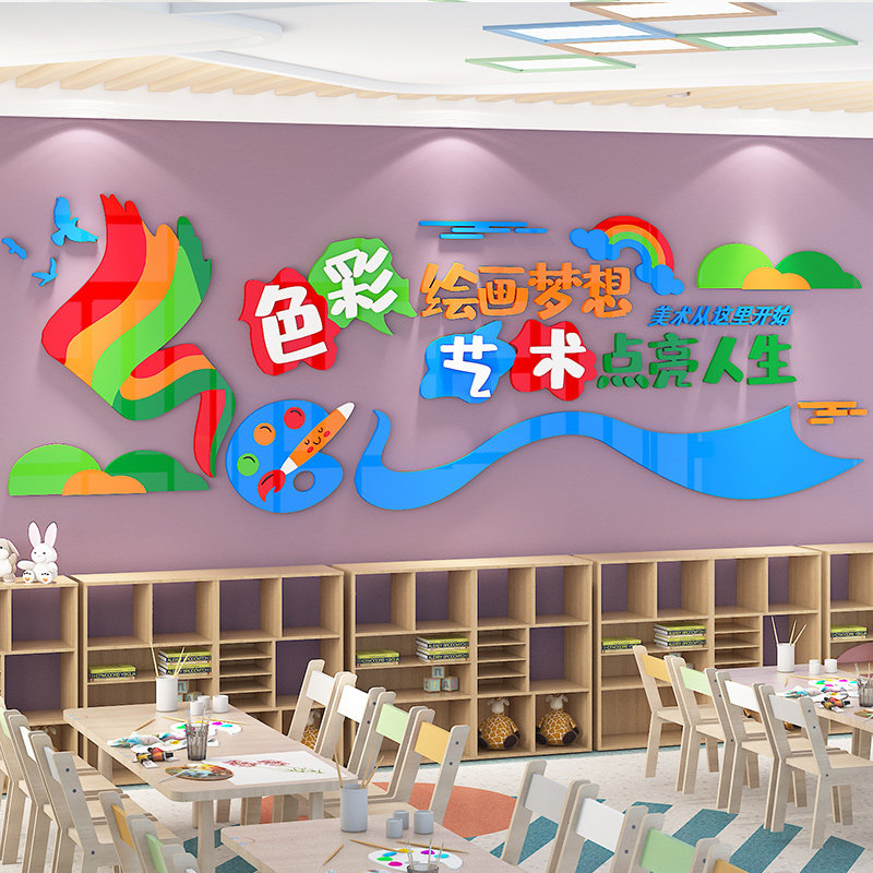 美术教室布置装饰幼儿园儿童艺术培训机构班级墙面环创标语墙贴画