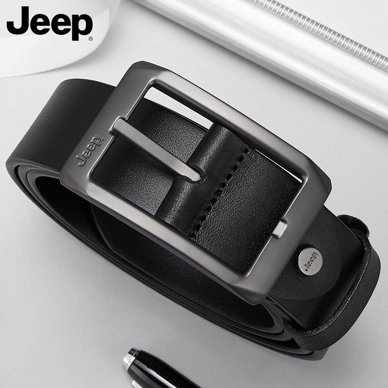 Jeep男士皮帶真皮針扣腰帶潮2021新款休閑年輕人頭層牛皮男式褲帶在類目 服飾配件/皮帶/帽子/圍巾, 腰帶/皮帶/腰鏈中 - 來自Buy2taobao.com提供專業的淘寶代購服務
