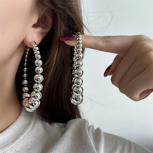 复古欧美风个性夸张金属圆圈耳环女小众气质时尚高级设计感耳饰